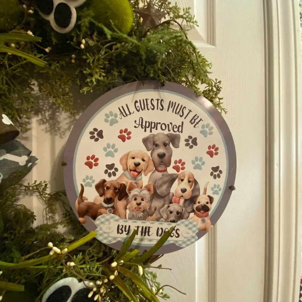 Dog-Themed Holiday Wreath with Green Accents